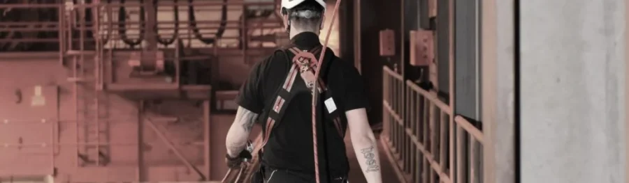 mand med faldsikringssele fra Faldsikring.nu